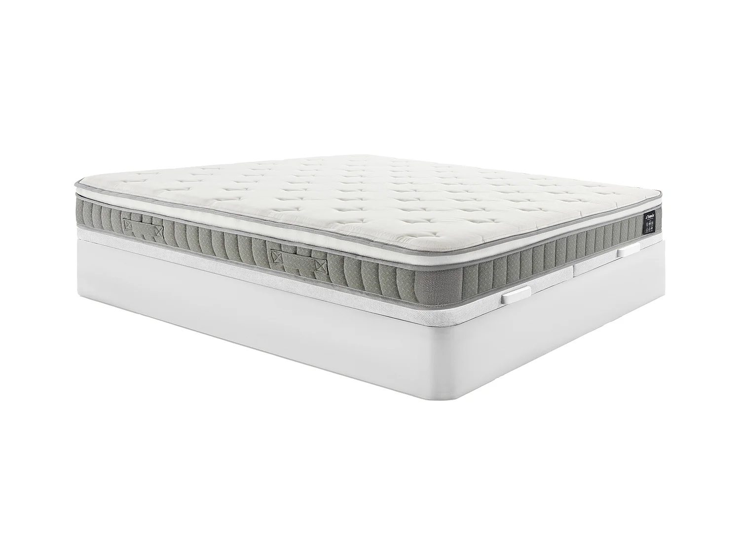 Ensemble 180 x 200 cm sommier coffre blanc + matelas ressorts ensachés et accueil mémoire de forme ép.21cm - VITOGO de YSMÉE