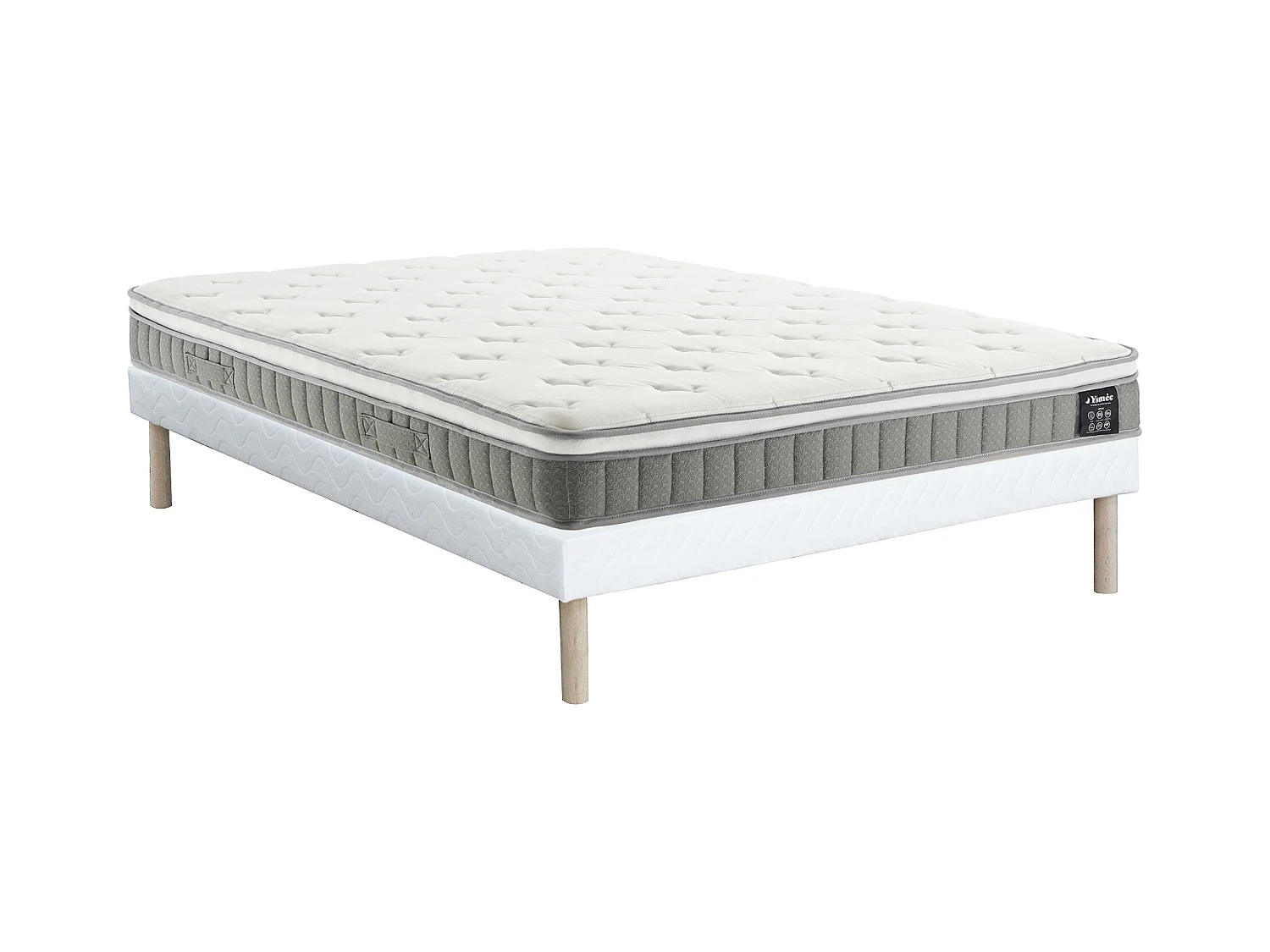 Ensemble 140 x 190 cm sommier tapissier + matelas ressorts ensachés et accueil mémoire de forme ép.21cm - VITOGO de YSMÉE