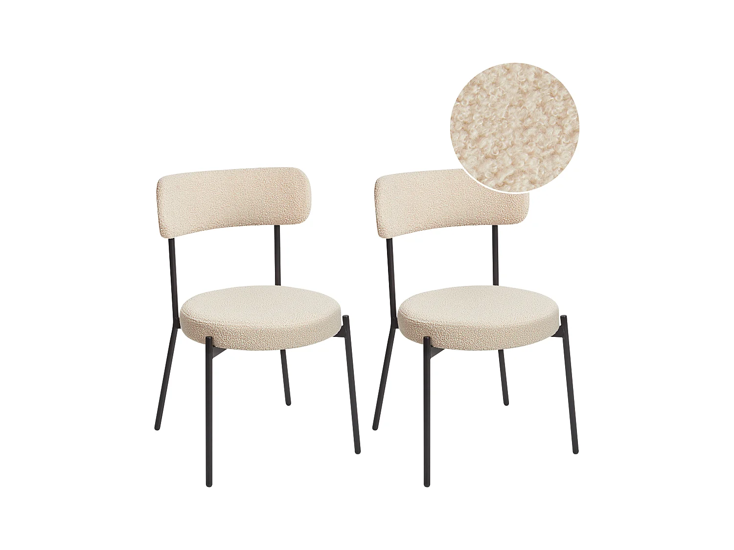Lot de 2 chaises de salle à manger ALLISON Bouclé Beige clair