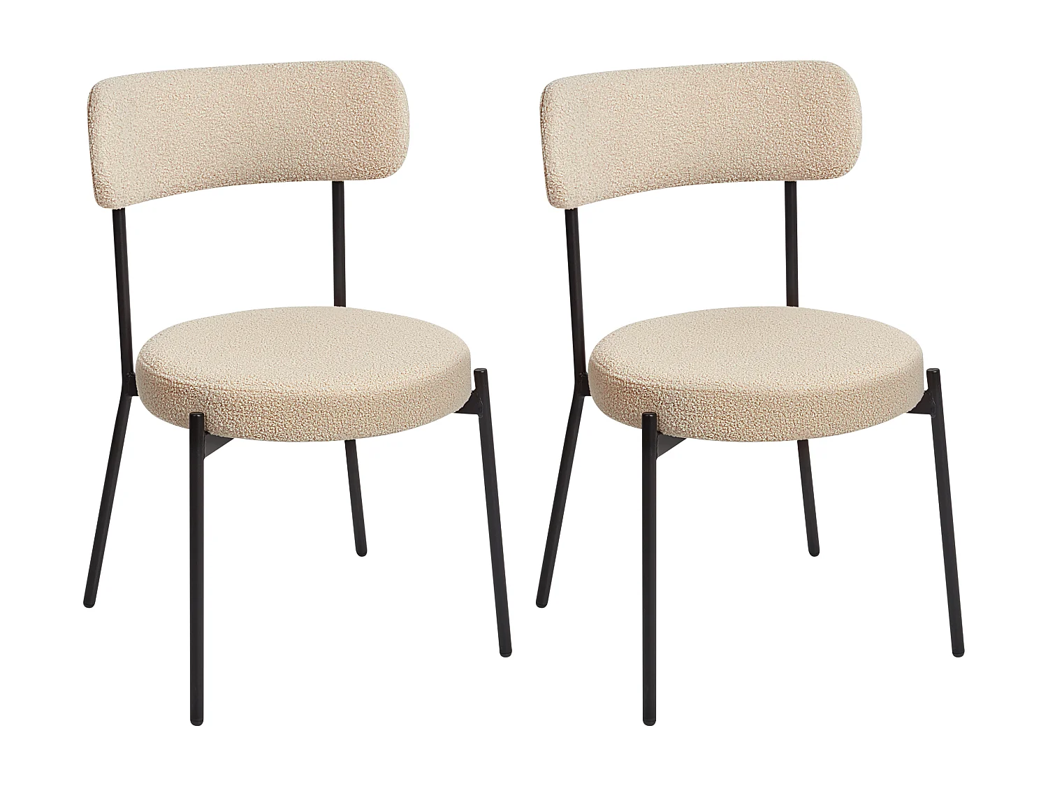 Lot de 2 chaises de salle à manger ALLISON Bouclé Beige clair