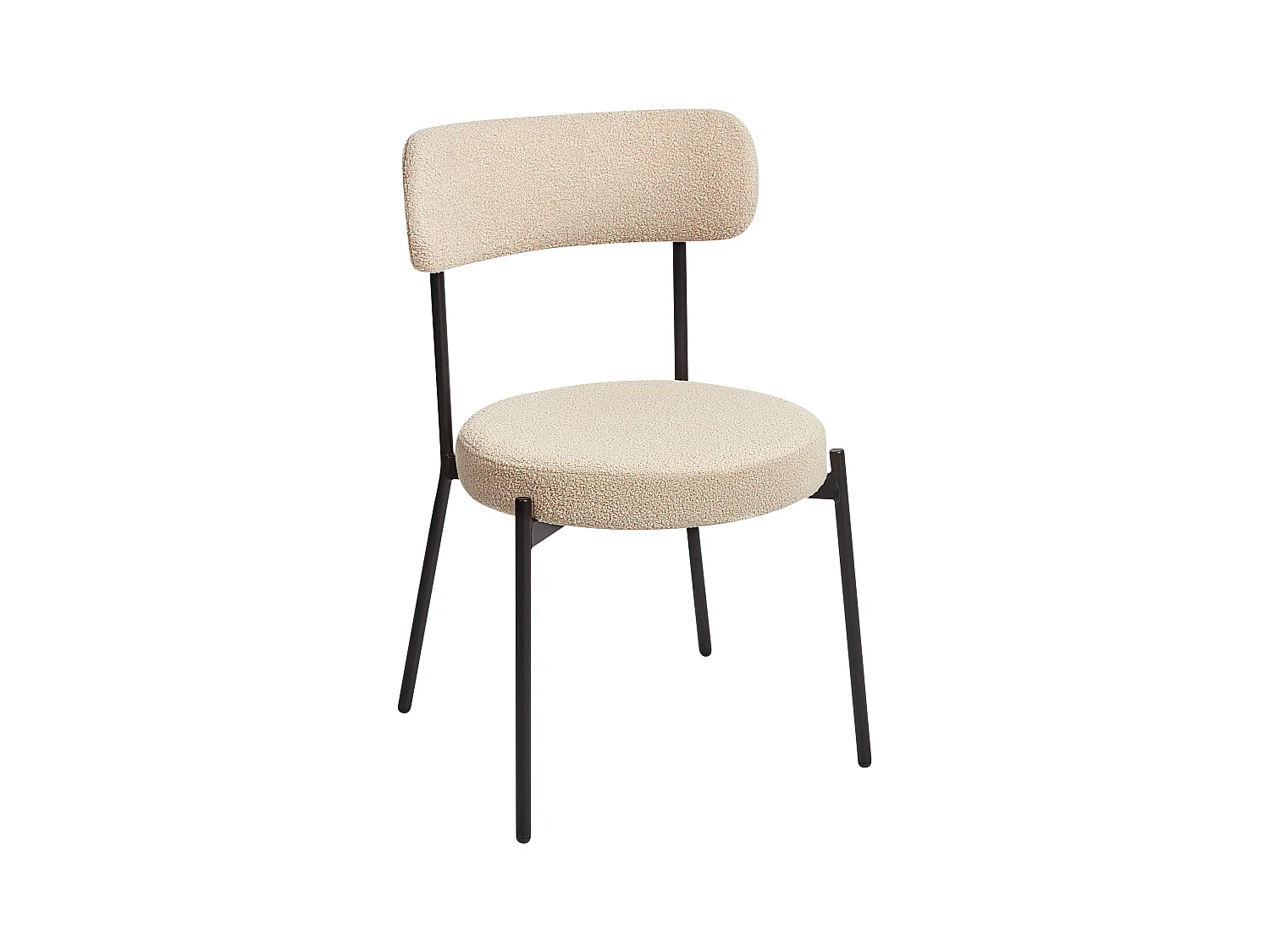 Esszimmerstuhl 2er Set Bouclé beige mit hoher Lehne Metallbeine modern Allison