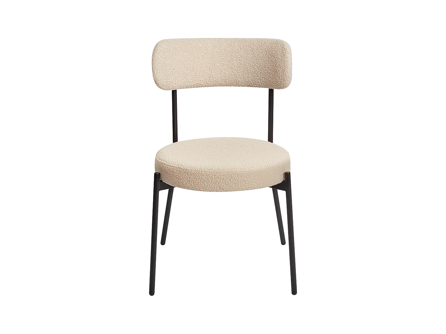 Esszimmerstuhl 2er Set Bouclé beige mit hoher Lehne Metallbeine modern Allison
