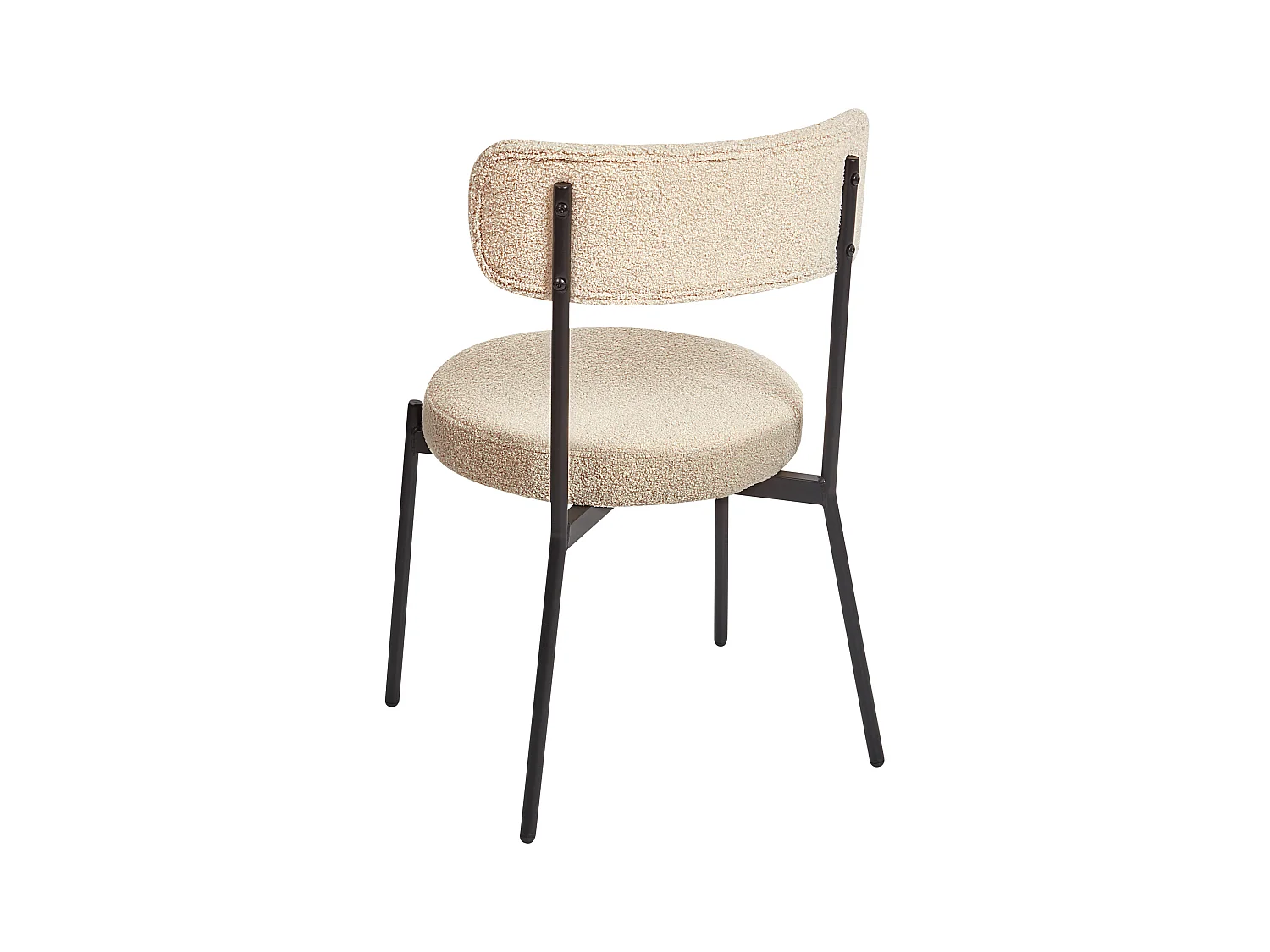 Esszimmerstuhl 2er Set Bouclé beige mit hoher Lehne Metallbeine modern Allison