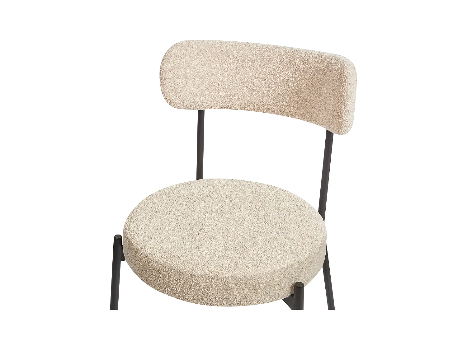 Esszimmerstuhl 2er Set Bouclé beige mit hoher Lehne Metallbeine modern Allison