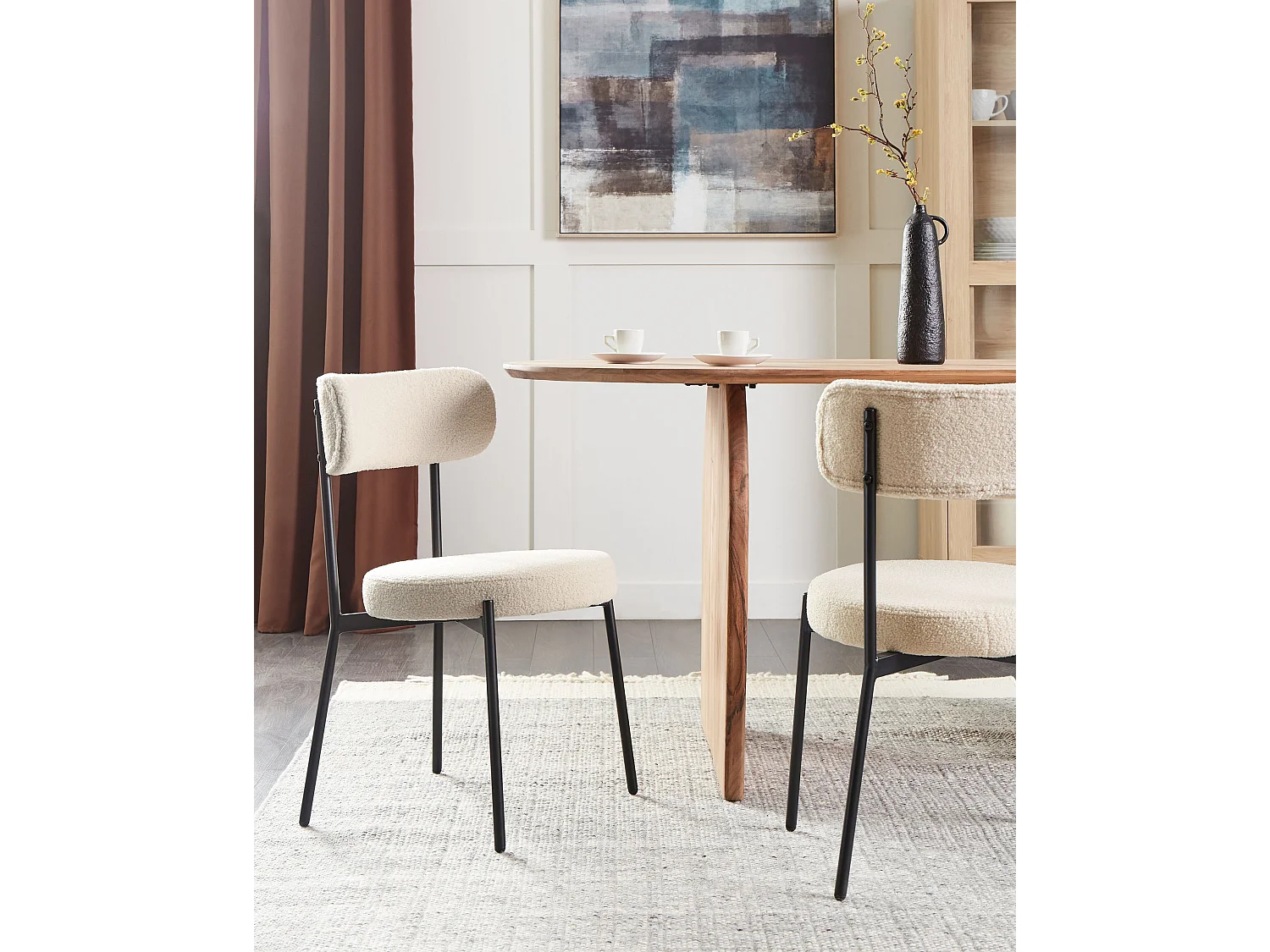 Lot de 2 chaises de salle à manger ALLISON Bouclé Beige clair