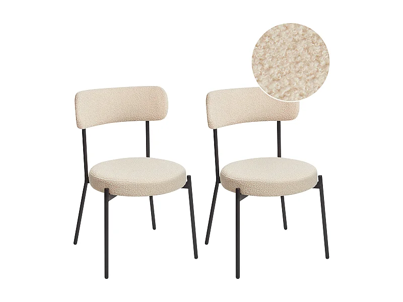 Lot de 2 chaises de salle à manger ALLISON Bouclé Beige clair