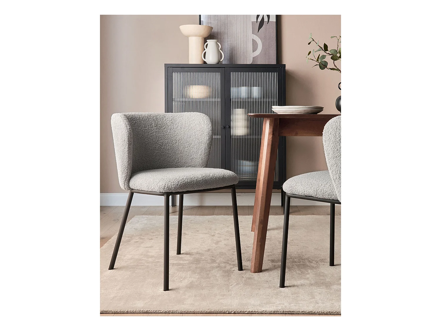 Zestaw 2 krzeseł do jadalni MINA Boucle Szary