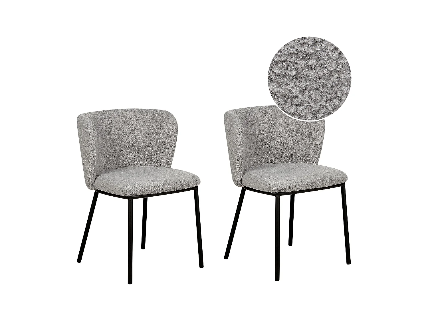 Lot de 2 chaises de salle à manger MINA Bouclé Gris