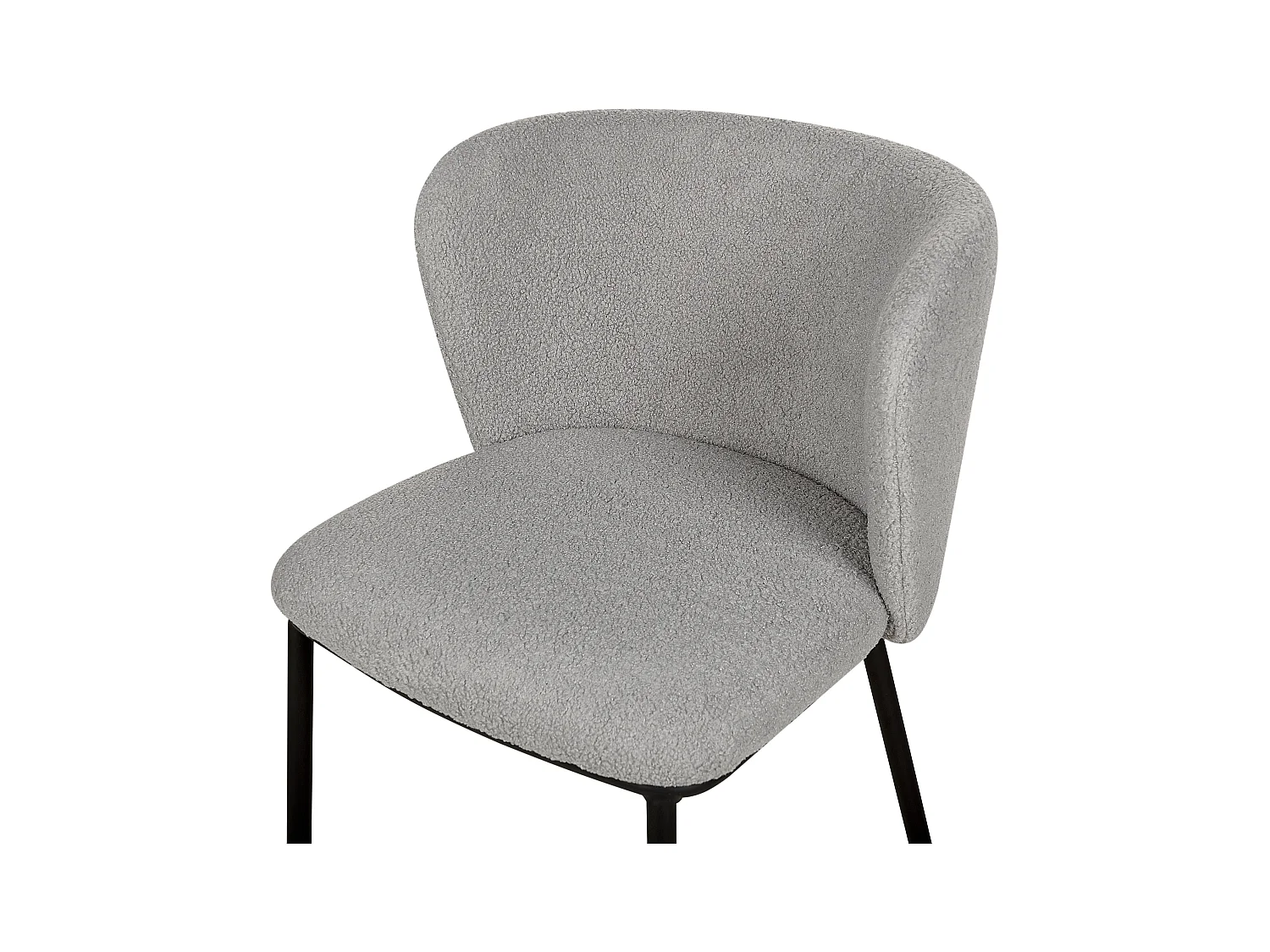 Esszimmerstühle Bouclé 2er Set grau schwarze Beine gepolstert Mina