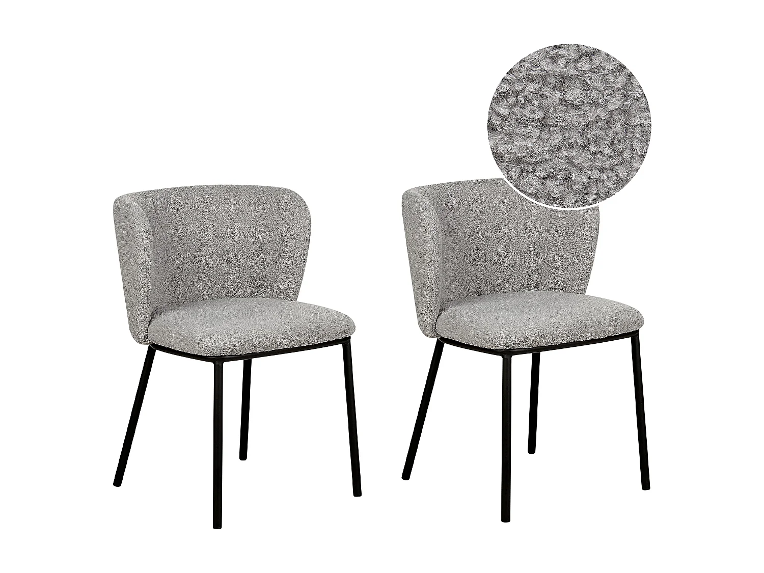 Lot de 2 chaises de salle à manger MINA Bouclé Gris
