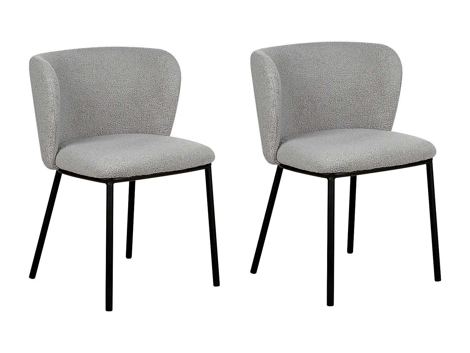 Lot de 2 chaises de salle à manger MINA Bouclé Gris