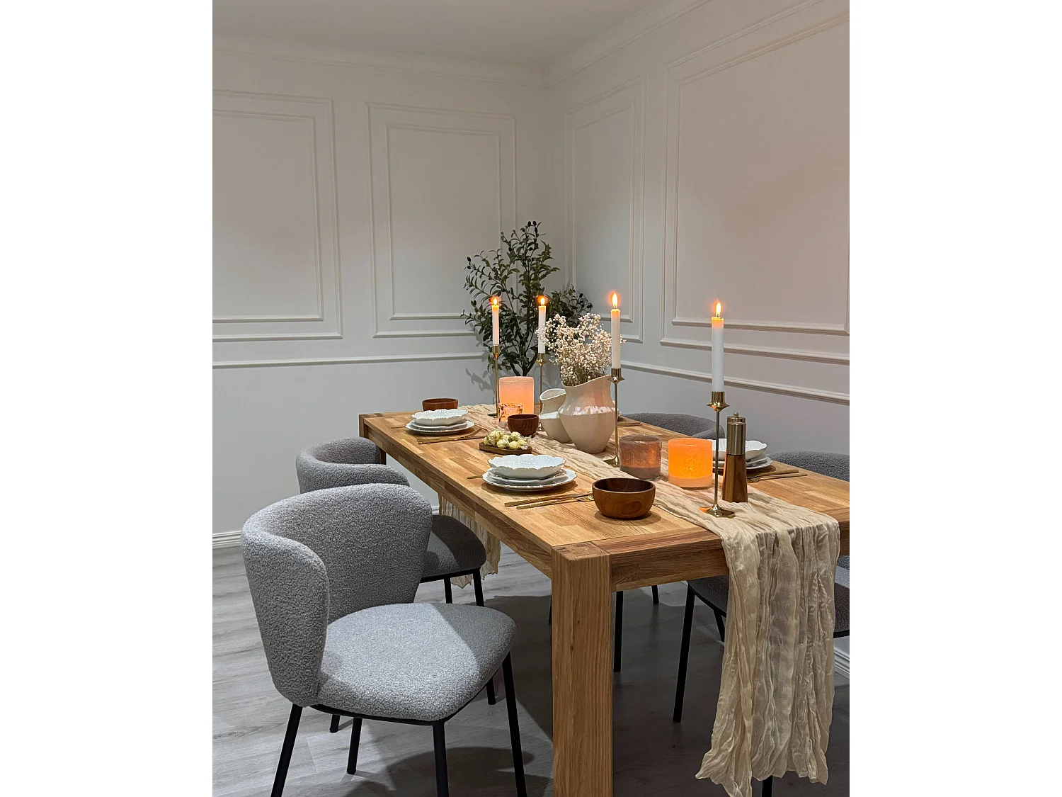 Set van 2 eetkamerstoelen MINA Bouclé Grijs