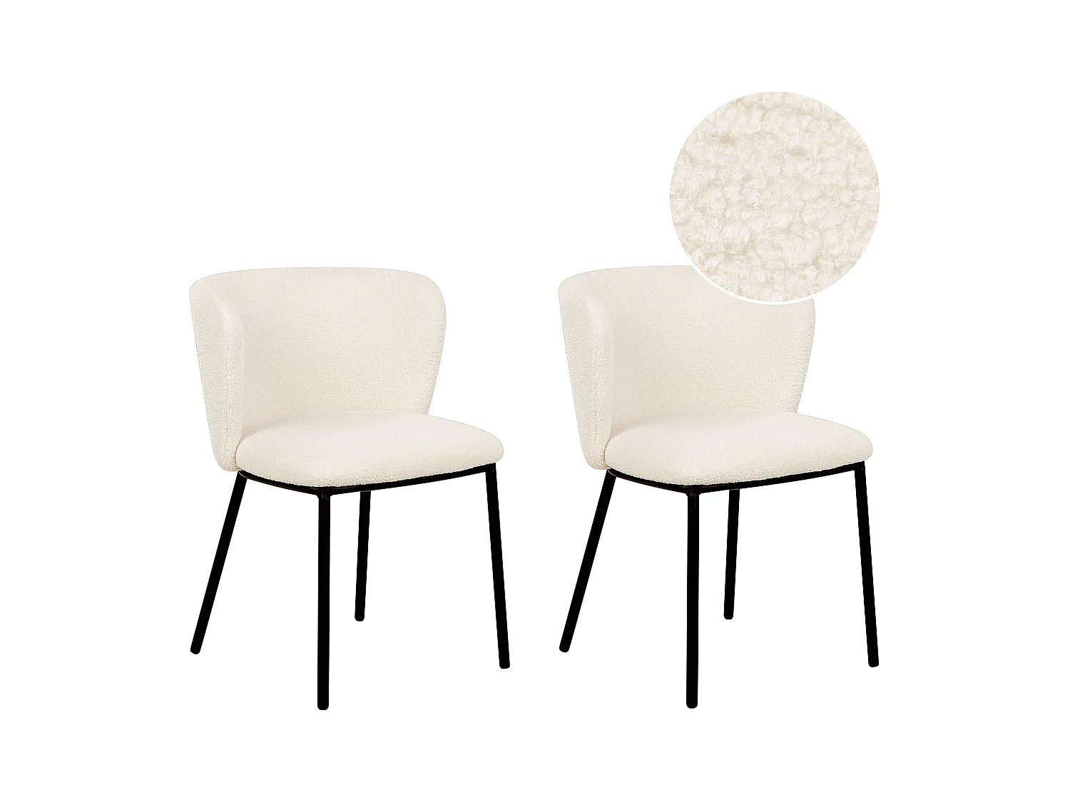 Lot de 2 chaises de salle à manger MINA Bouclé Blanc cassé