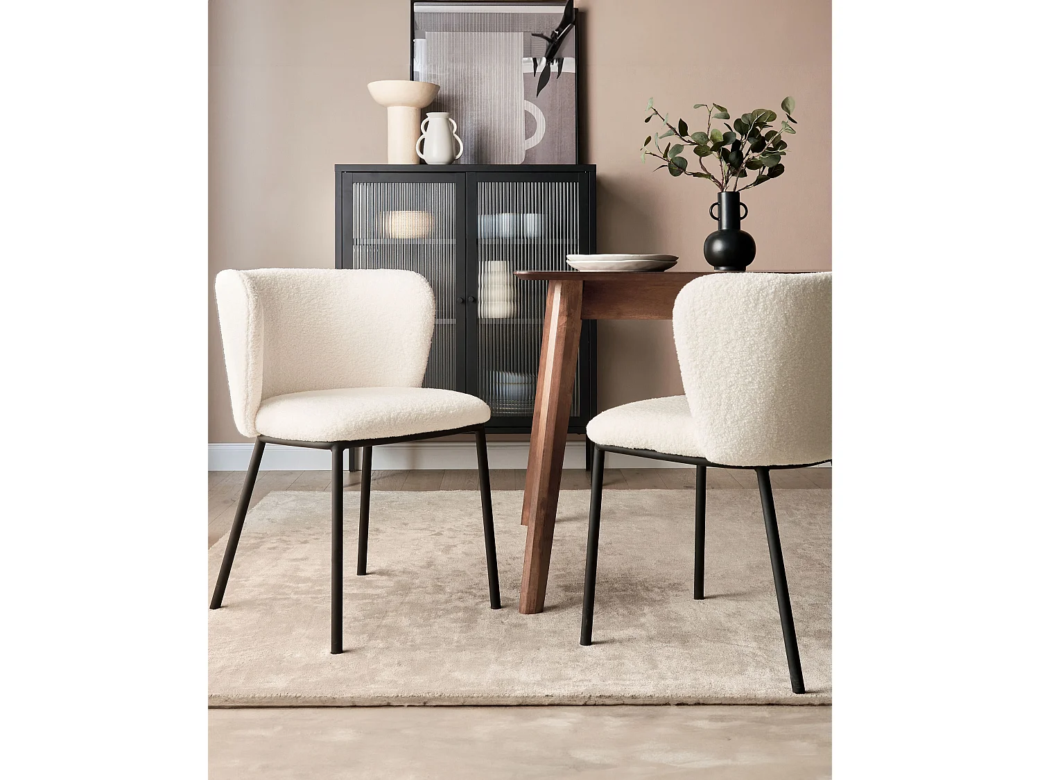 Set di 2 sedie da pranzo MINA Bouclé Bianco sporco