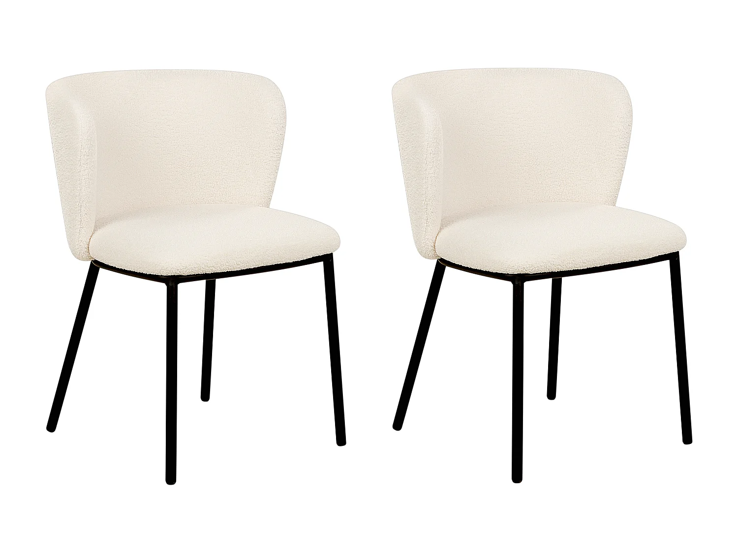Lot de 2 chaises de salle à manger MINA Bouclé Blanc cassé