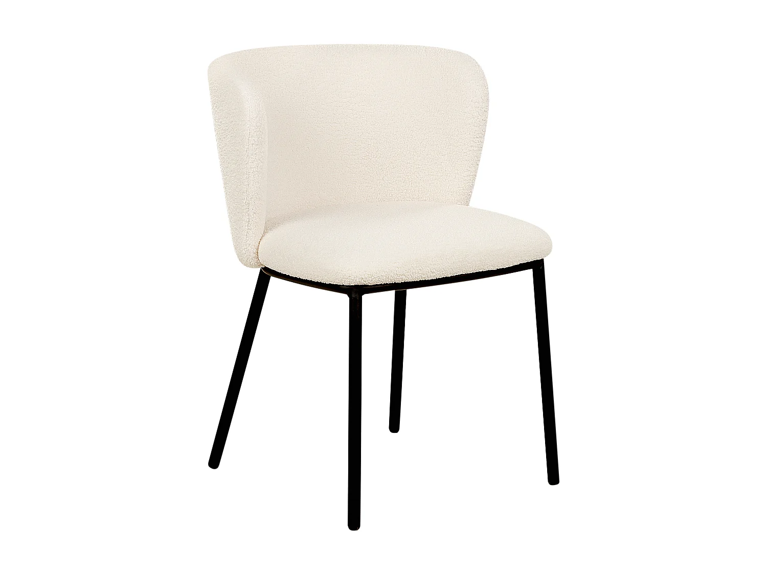 Lot de 2 chaises de salle à manger MINA Bouclé Blanc cassé