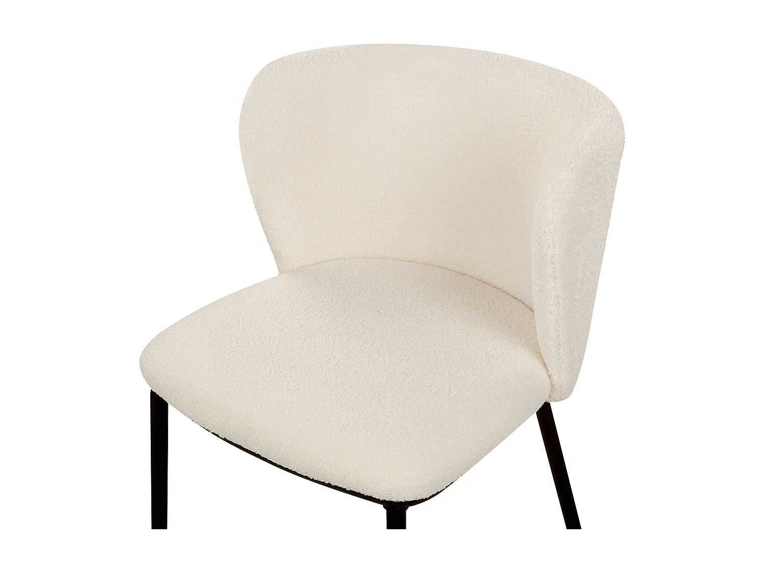 Lot de 2 chaises de salle à manger MINA Bouclé Blanc cassé