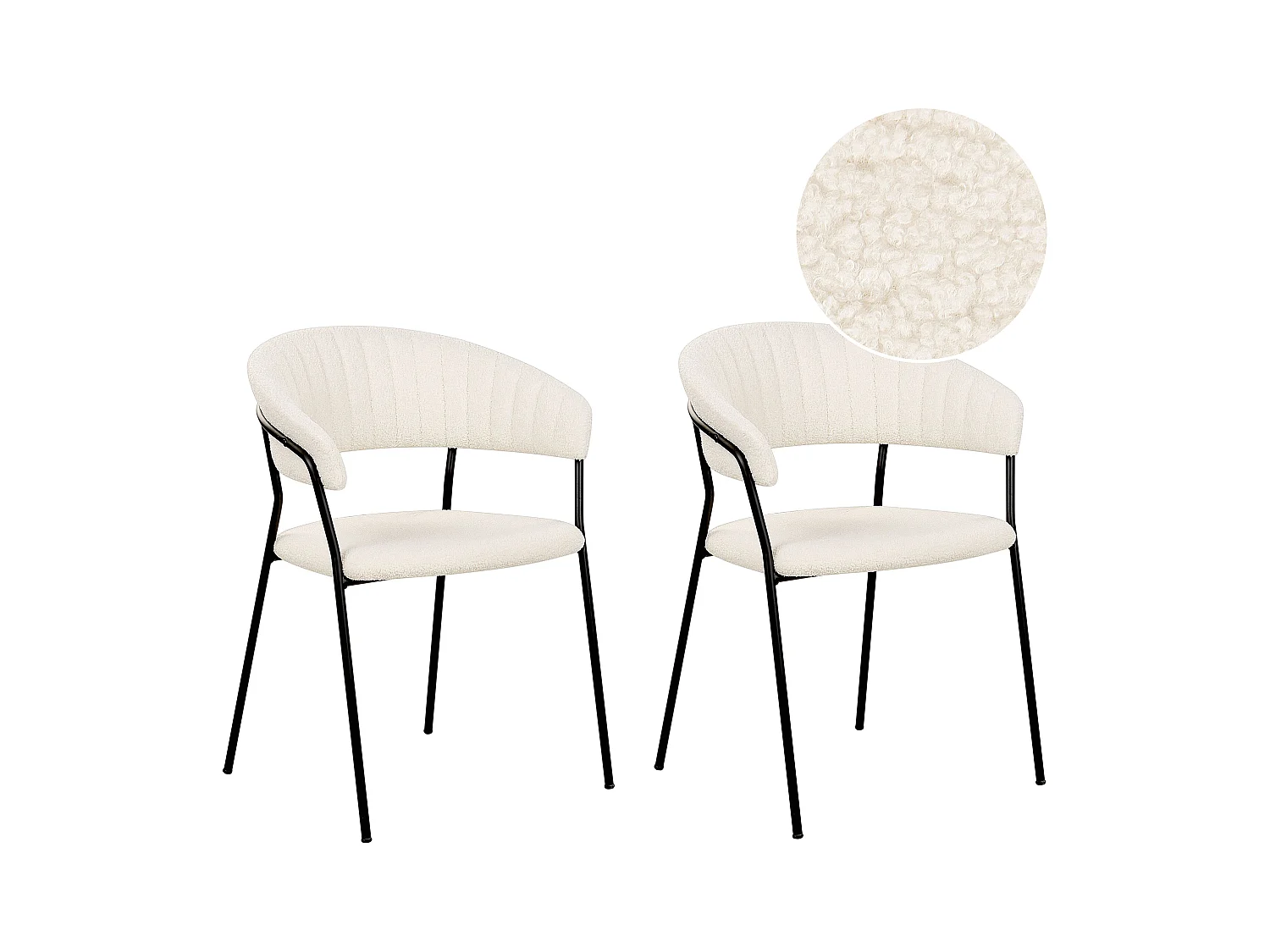 Lot de 2 chaises de salle à manger MARIPOSA Bouclé Blanc cassé