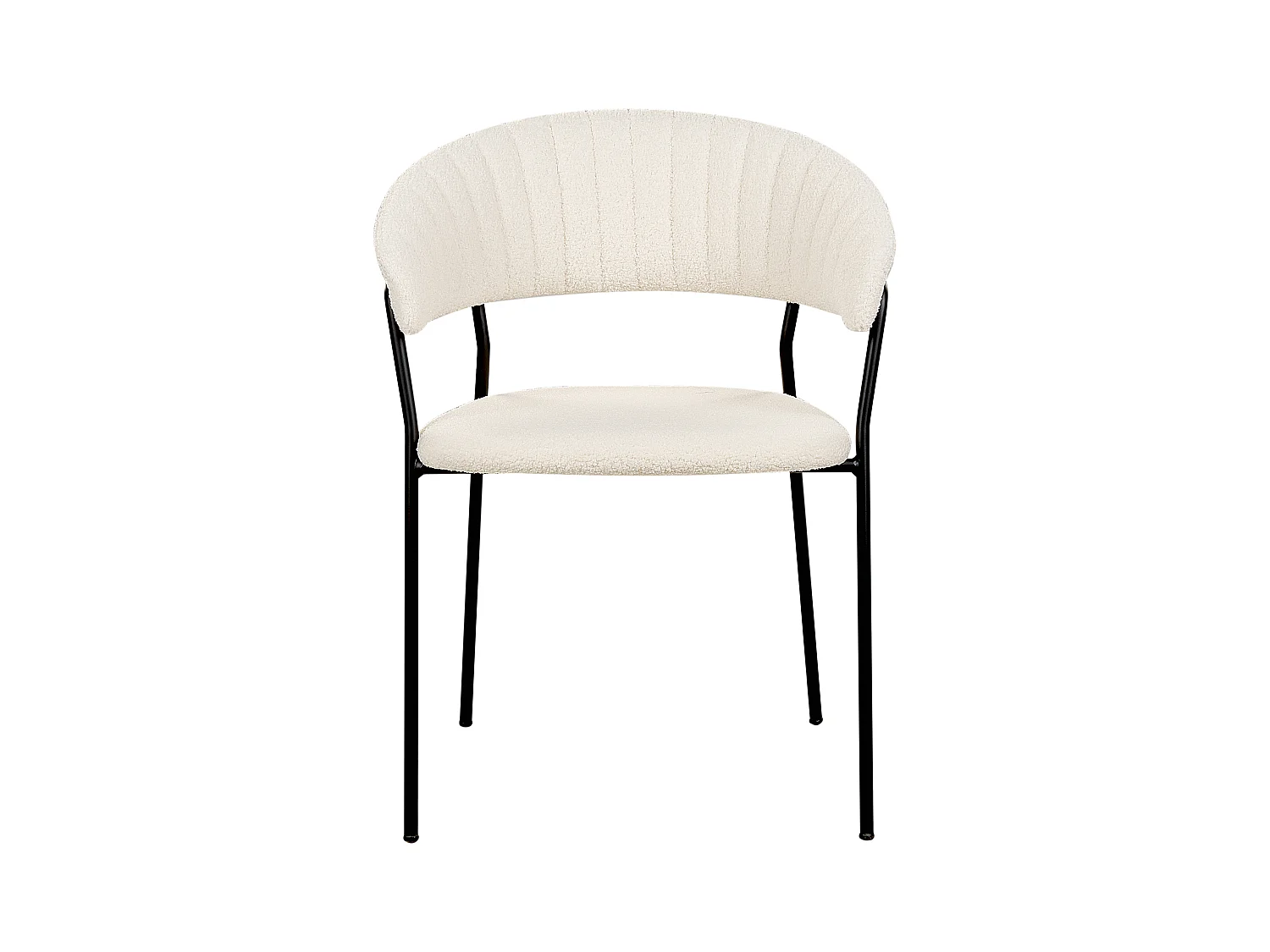 Esszimmerstühle 2er Set aus Bouclé Stoff weiß schwarze Beine Creme Mariposa