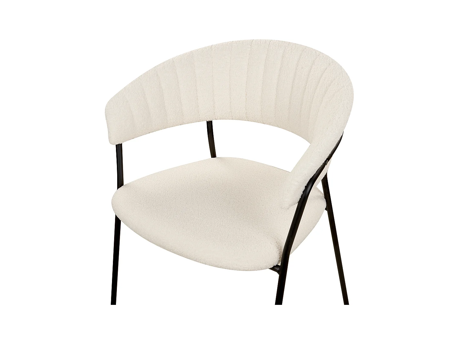 Esszimmerstühle 2er Set aus Bouclé Stoff weiß schwarze Beine Creme Mariposa