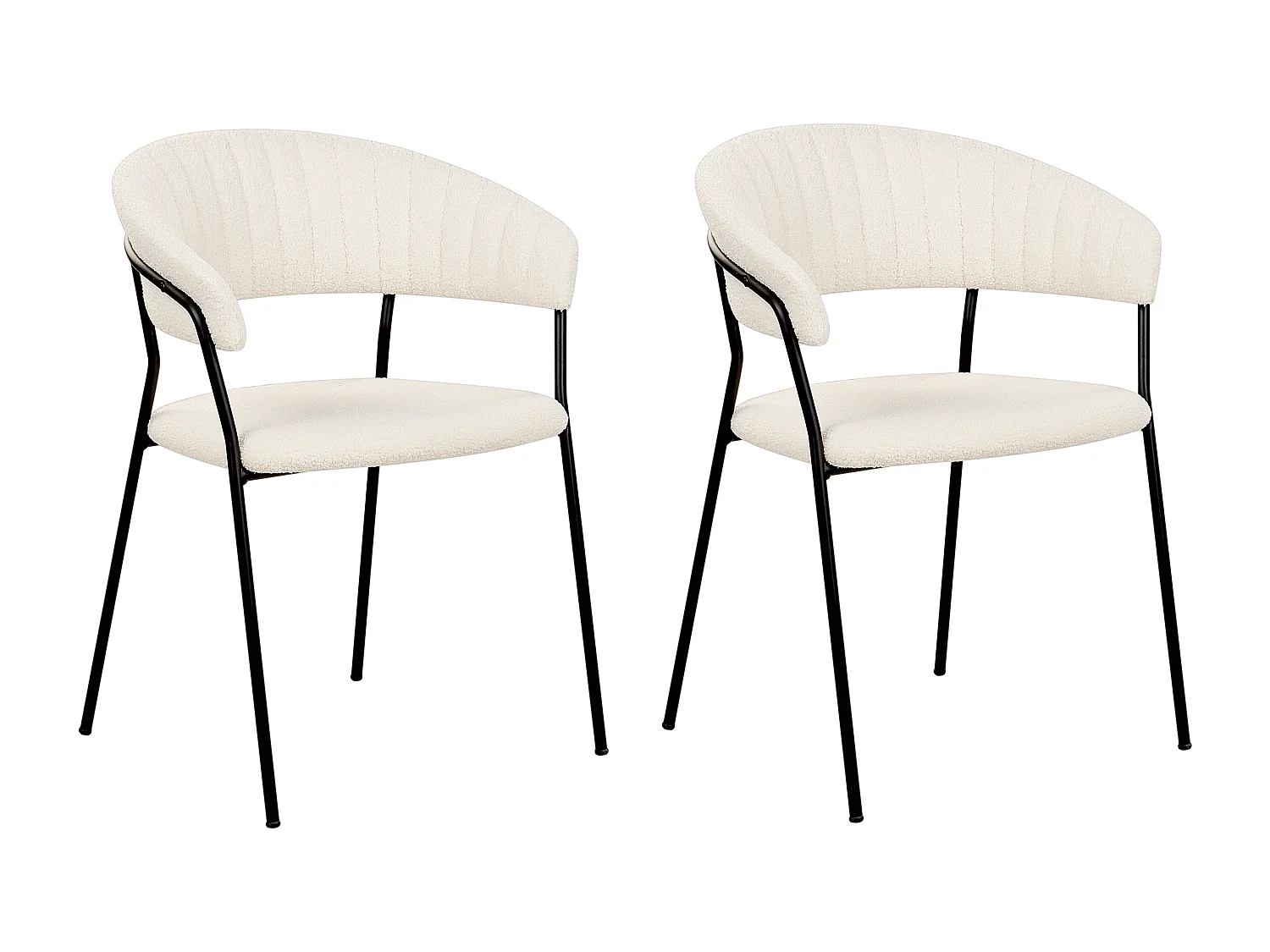 Lot de 2 chaises de salle à manger MARIPOSA Bouclé Blanc cassé