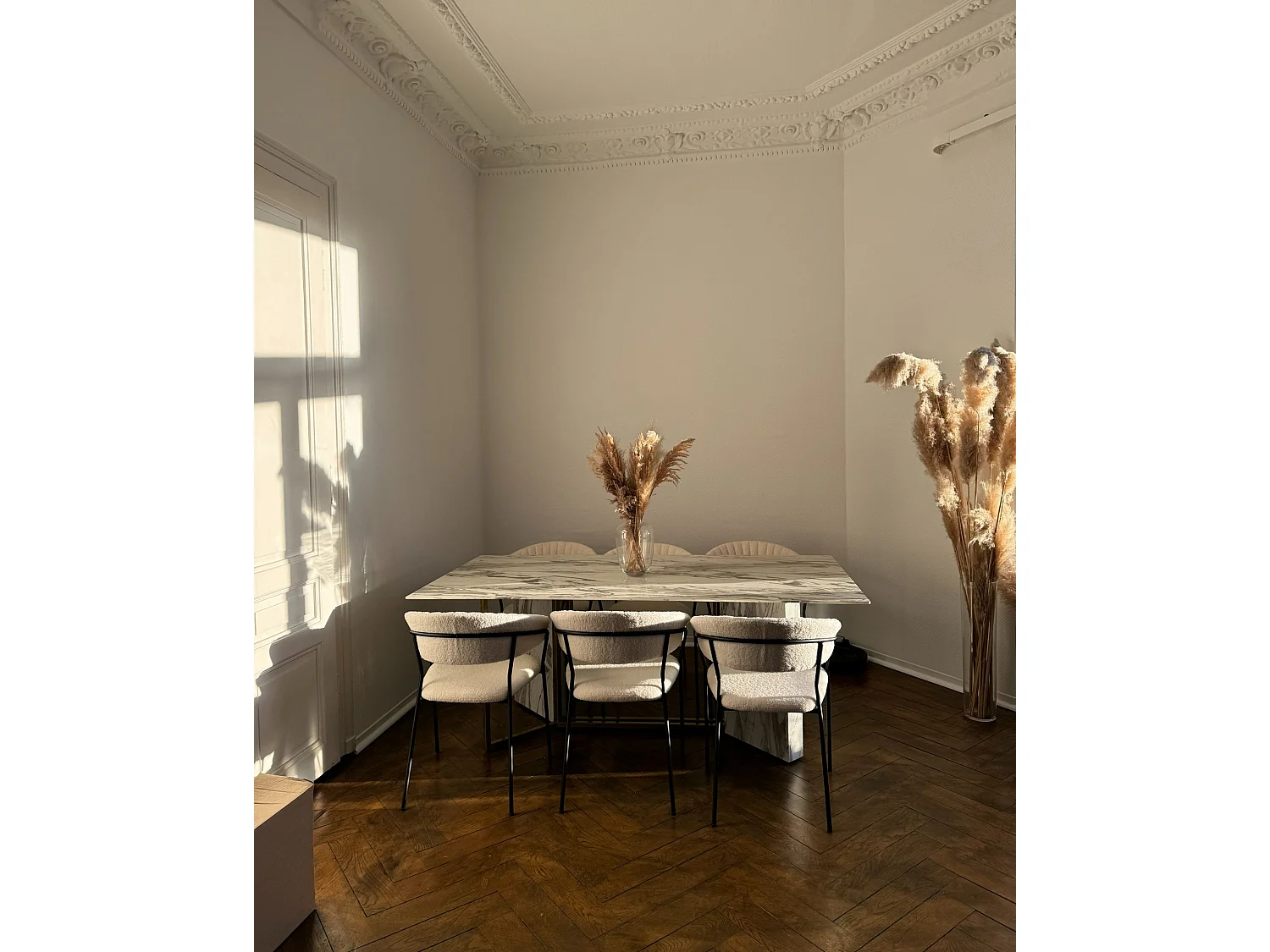 Lot de 2 chaises de salle à manger MARIPOSA Bouclé Blanc cassé