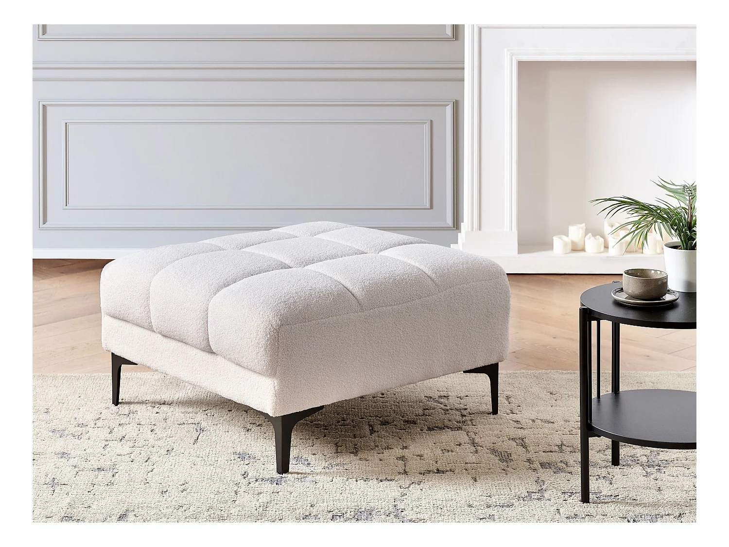 Ottoman ALNES Bouclé Blanc