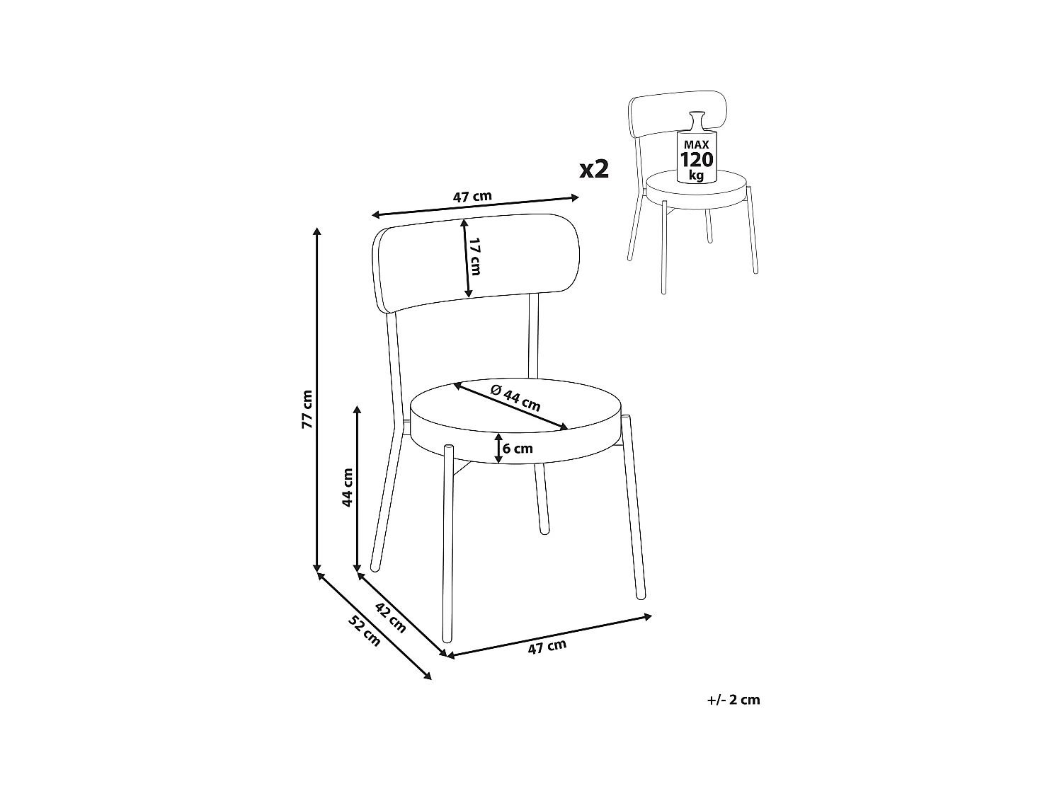 Lot de 2 chaises de salle à manger ALLISON Bouclé Vert clair