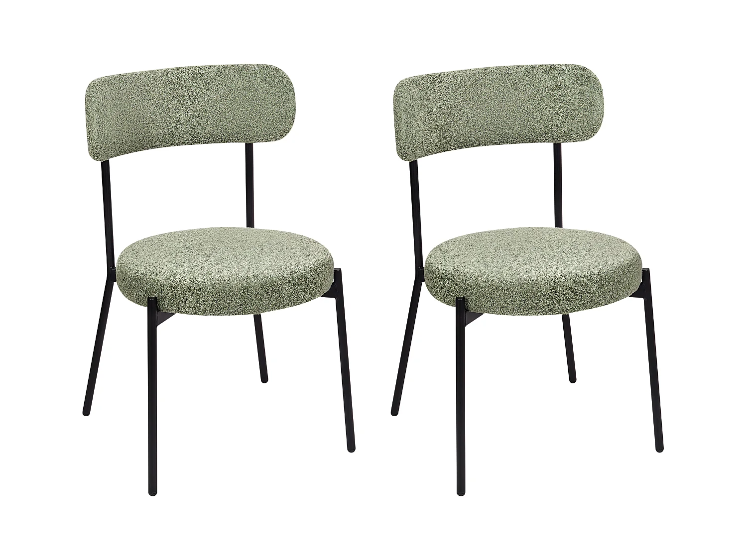 Lot de 2 chaises de salle à manger ALLISON Bouclé Vert clair