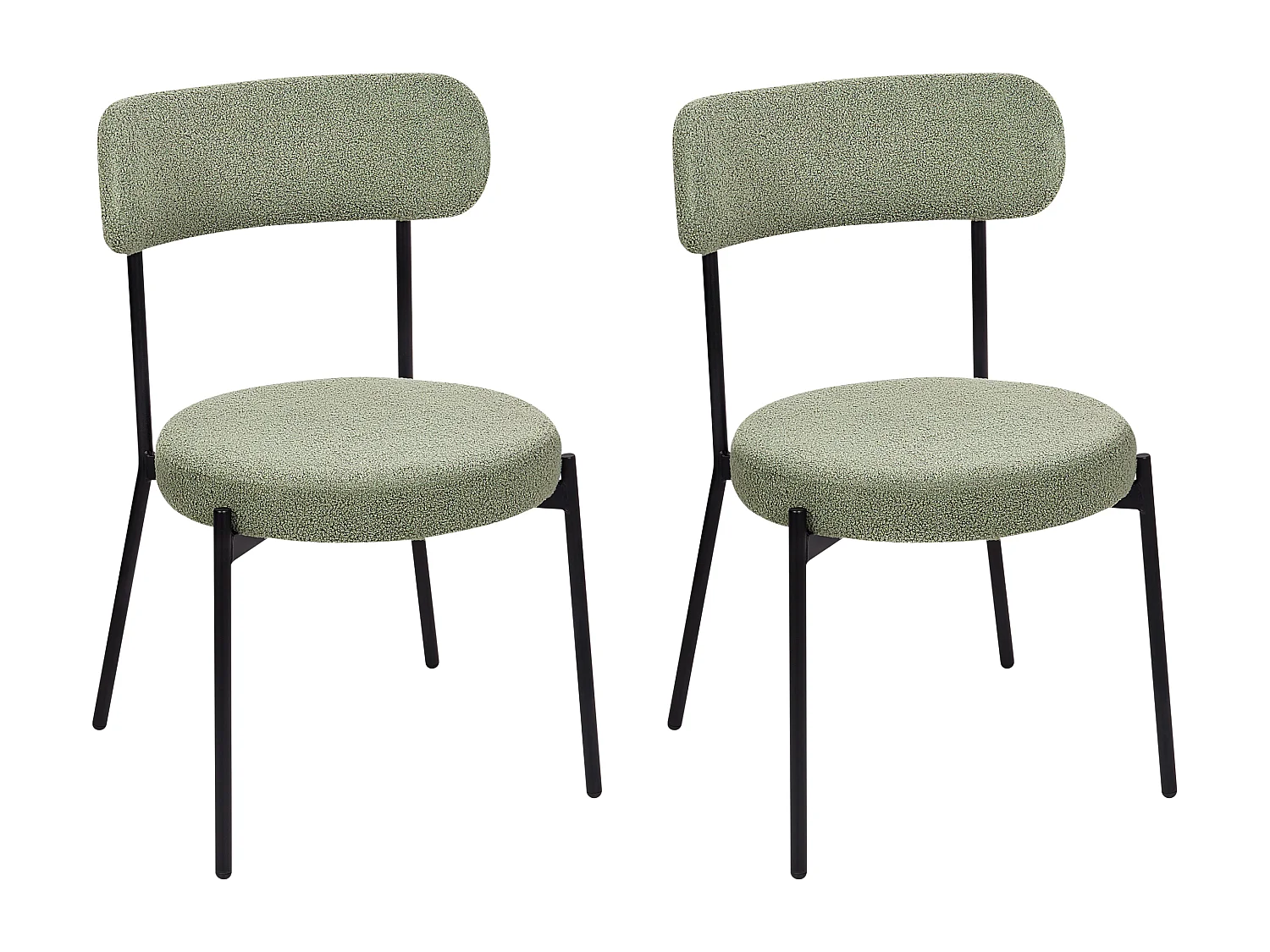 Esszimmerstuhl 2er Set Bouclé hellgrün hohe Lehne Metallbeine modern Allison