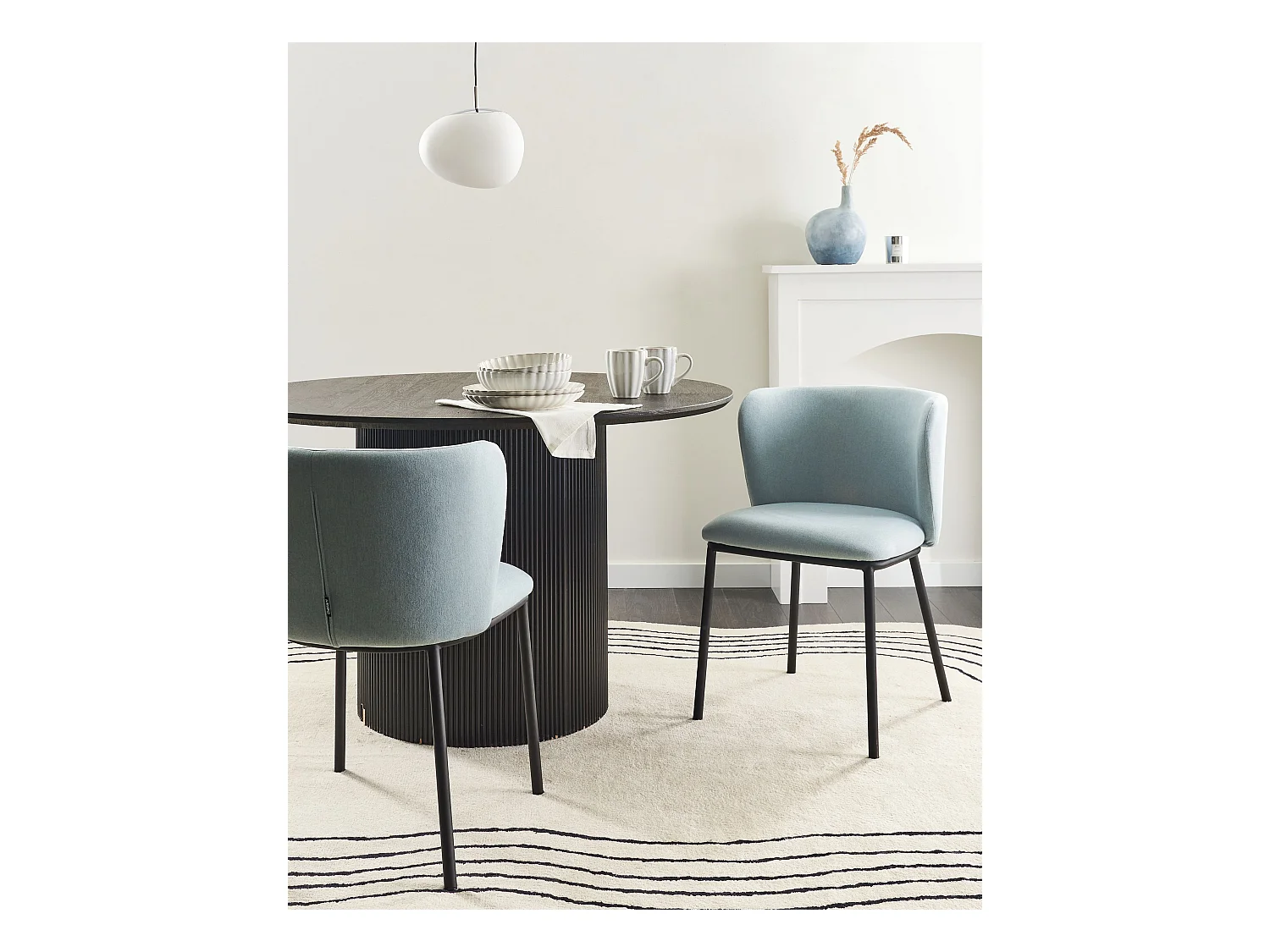 Lot de 2 chaises de salle à manger MINA Bleu clair