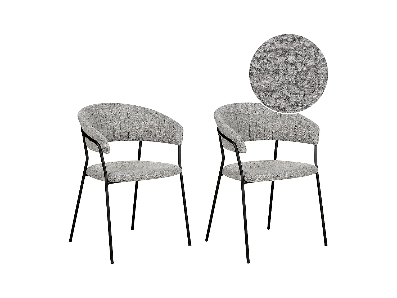 Lot de 2 chaises de salle à manger MARIPOSA Bouclé Gris
