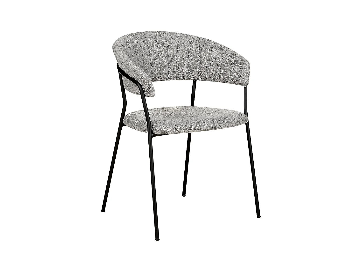 Esszimmerstühle 2er Set aus Bouclé Stoff grau schwarze Beine Creme Mariposa
