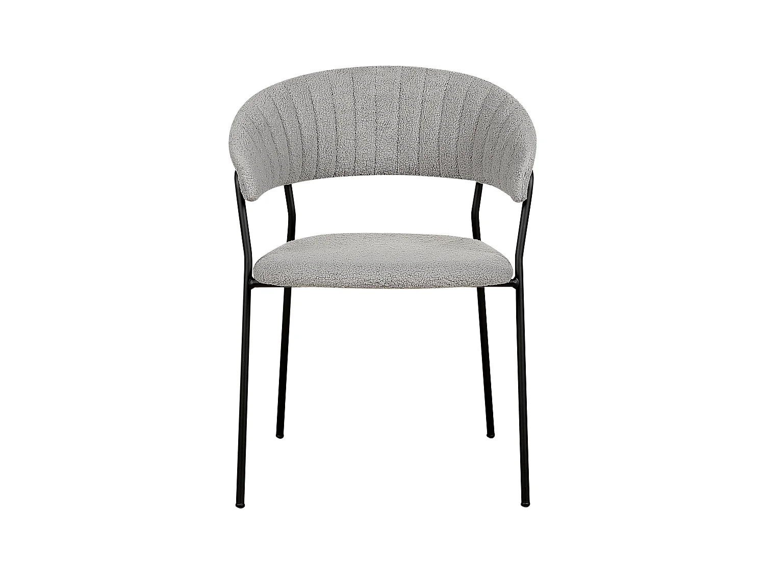 Esszimmerstühle 2er Set aus Bouclé Stoff grau schwarze Beine Creme Mariposa