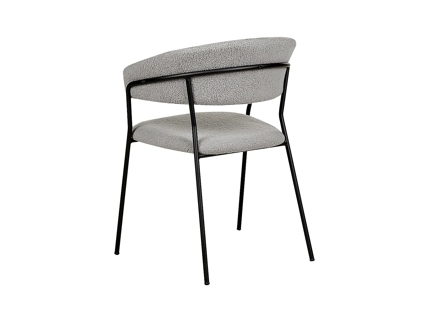 Esszimmerstühle 2er Set aus Bouclé Stoff grau schwarze Beine Creme Mariposa