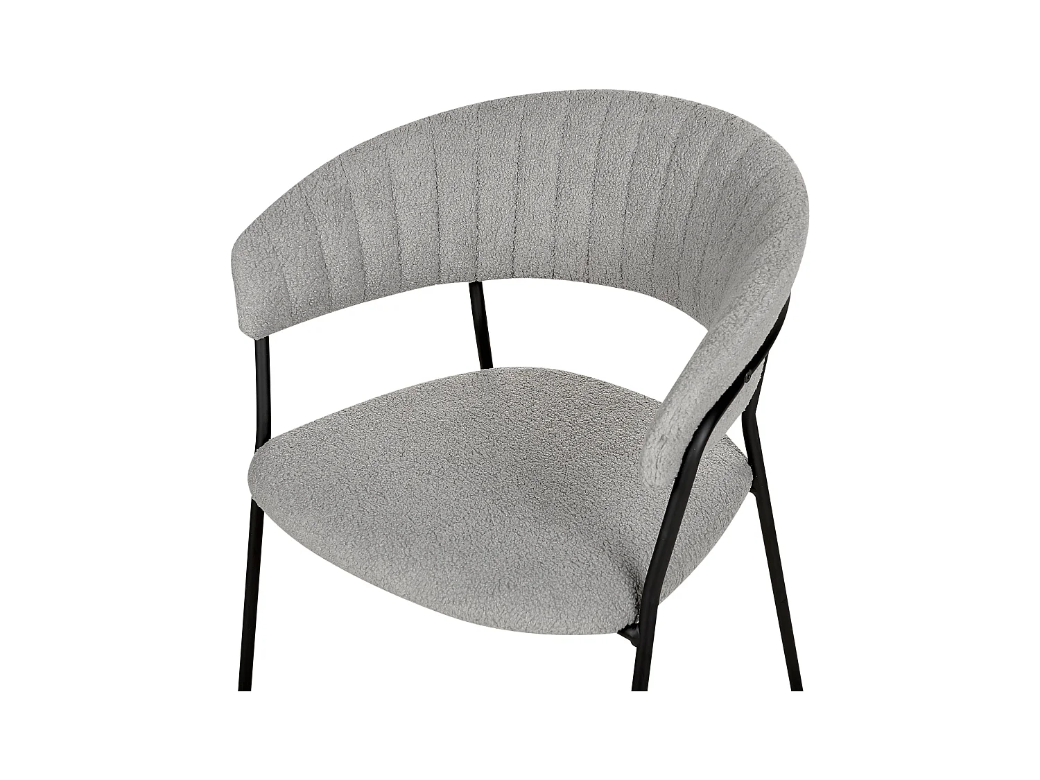 Esszimmerstühle 2er Set aus Bouclé Stoff grau schwarze Beine Creme Mariposa