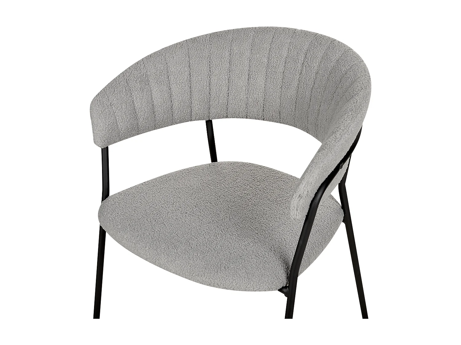 Esszimmerstühle 2er Set aus Bouclé Stoff grau schwarze Beine Creme Mariposa