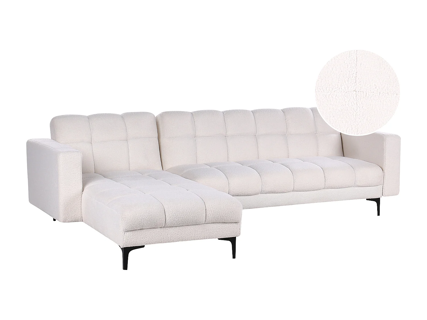 Sofá-cama de canto modular ALNES Bouclé Branco 4 lugares à direita