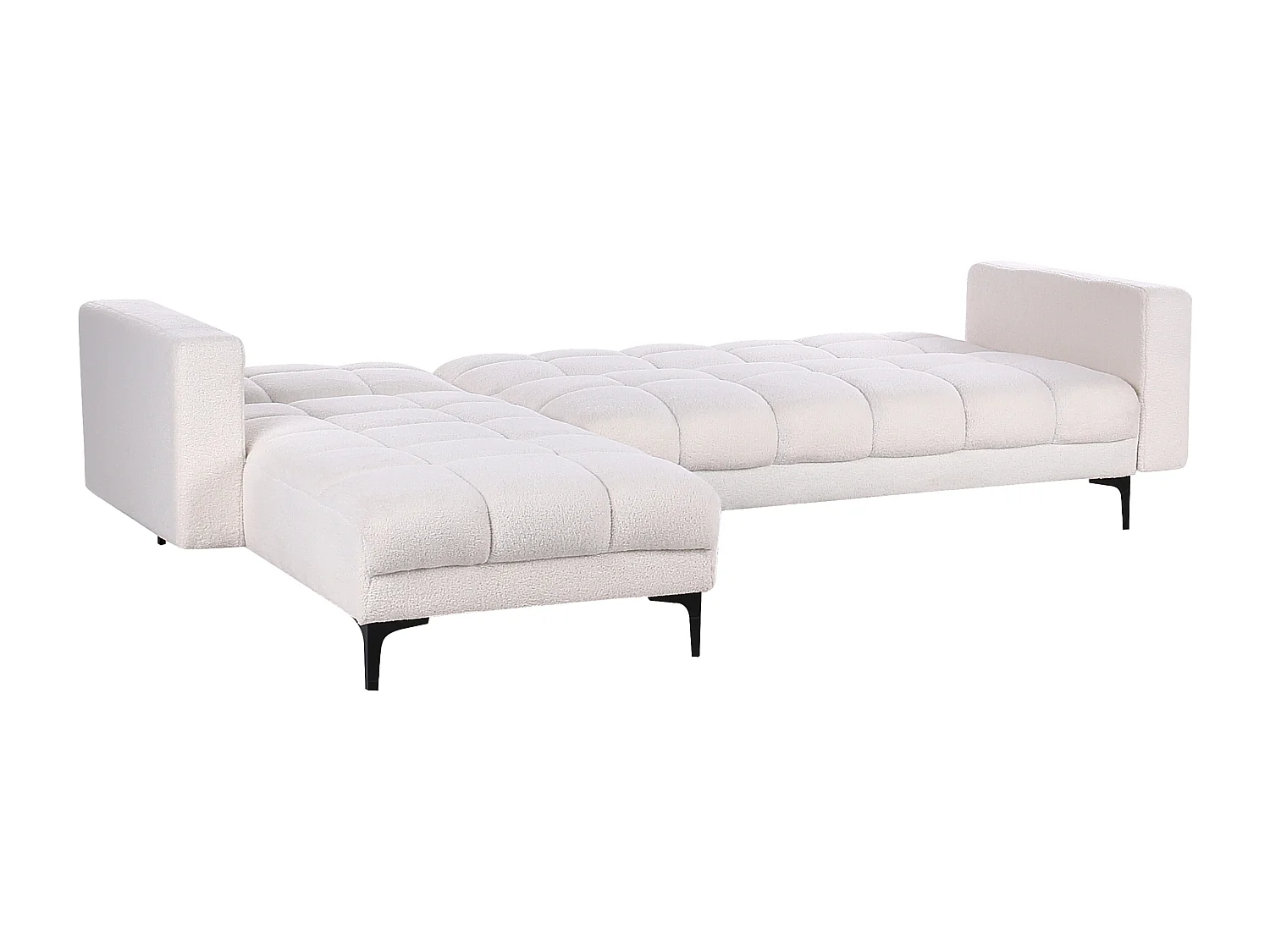Sofá-cama de canto modular ALNES Bouclé Branco 4 lugares à direita