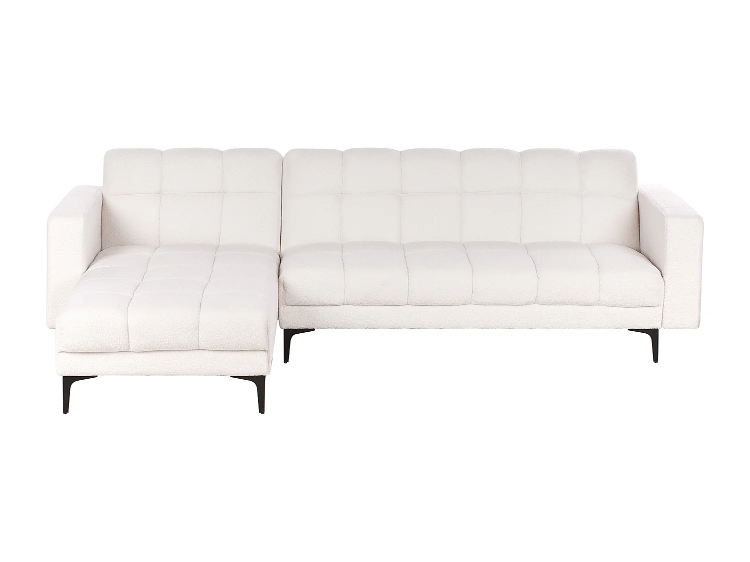 Sofá-cama de canto modular ALNES Bouclé Branco 4 lugares à direita