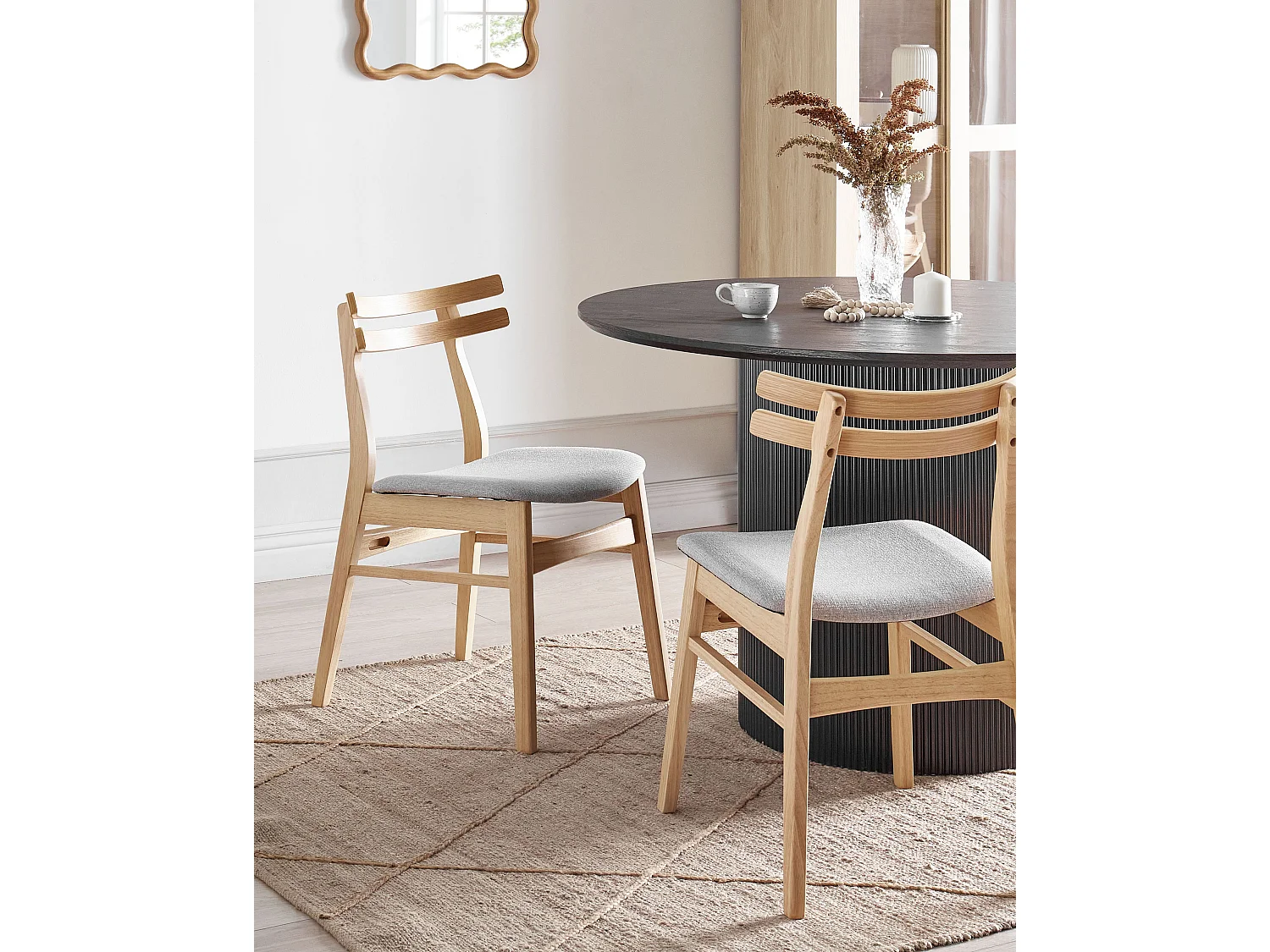 Set van 2 eetkamerstoelen CYNTHIANA Hout Lichtgrijs