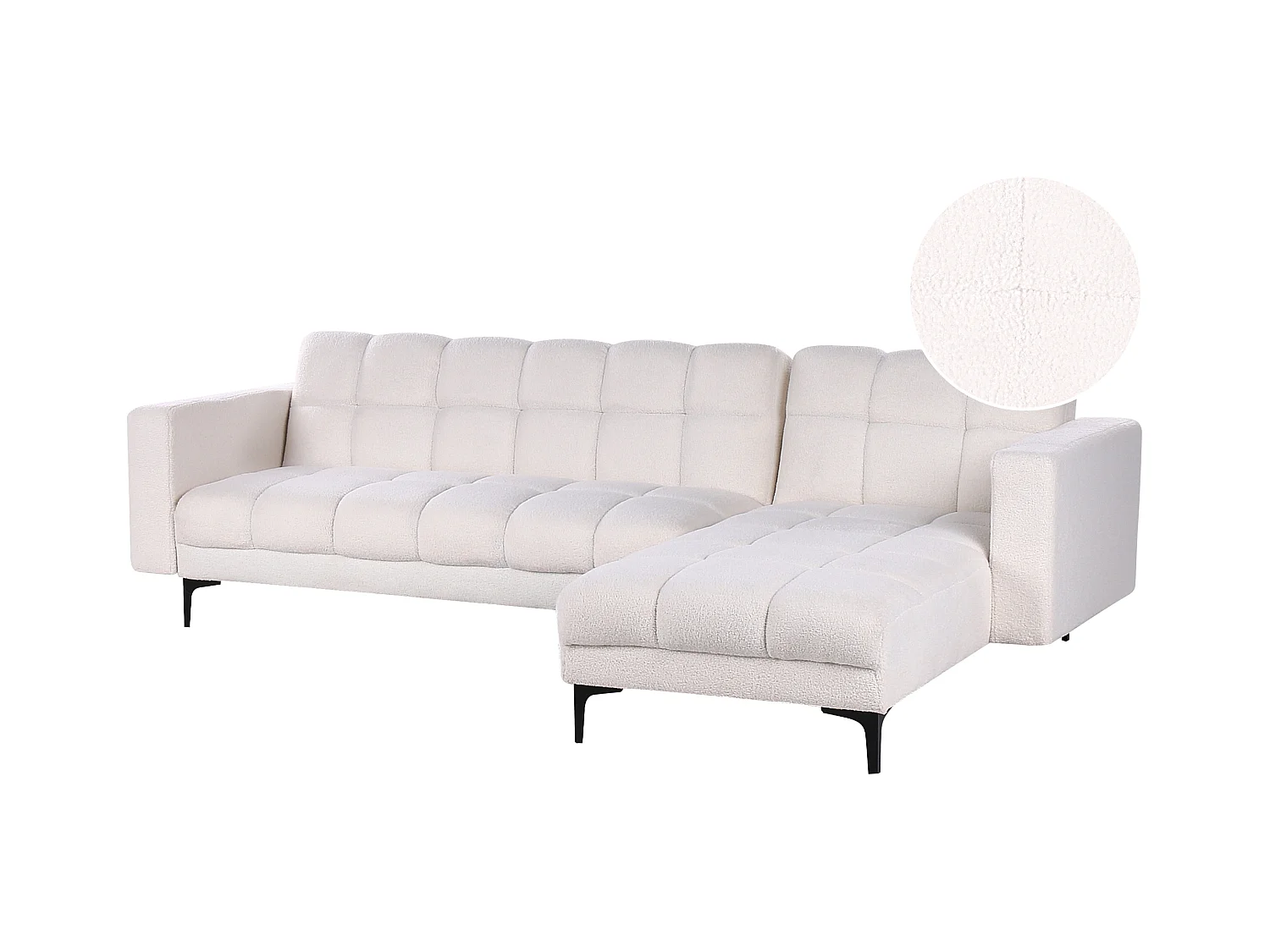 Canapé-lit d'angle modulable 4 places ALNES Bouclé Blanc