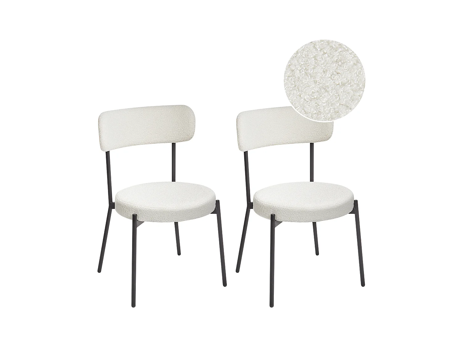 Lot de 2 chaises de salle à manger ALLISON Bouclé Blanc