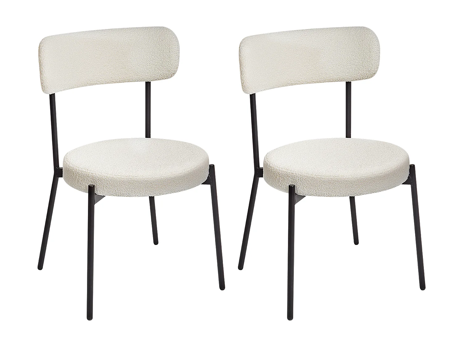 Lot de 2 chaises de salle à manger ALLISON Bouclé Blanc