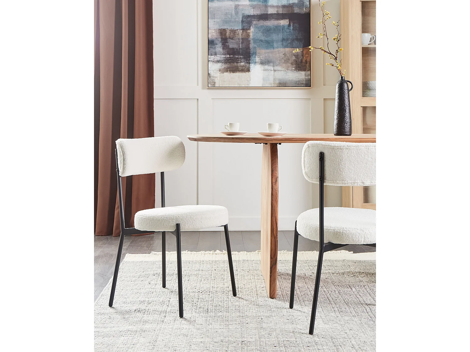 Lot de 2 chaises de salle à manger ALLISON Bouclé Blanc