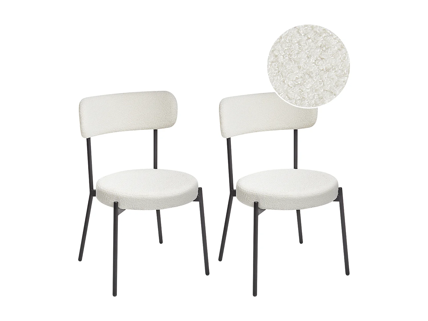 Lot de 2 chaises de salle à manger ALLISON Bouclé Blanc