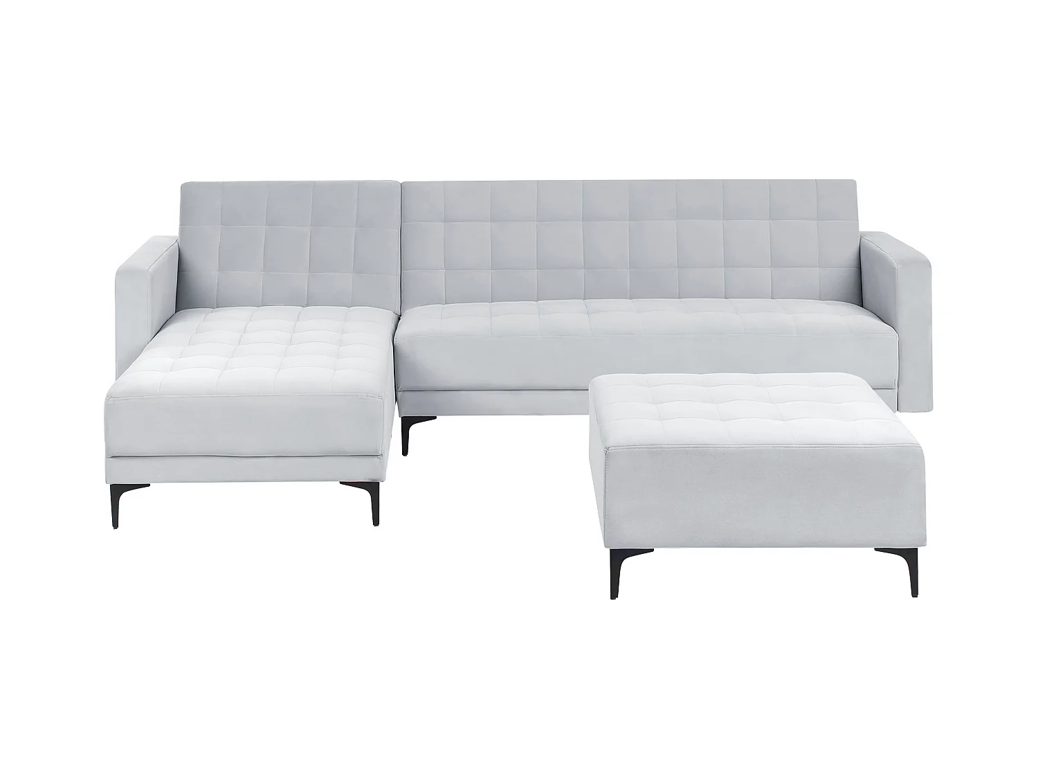 Canapé-lit d'angle modulable 4 places ABERDEEN Velours Gris clair Côté droit