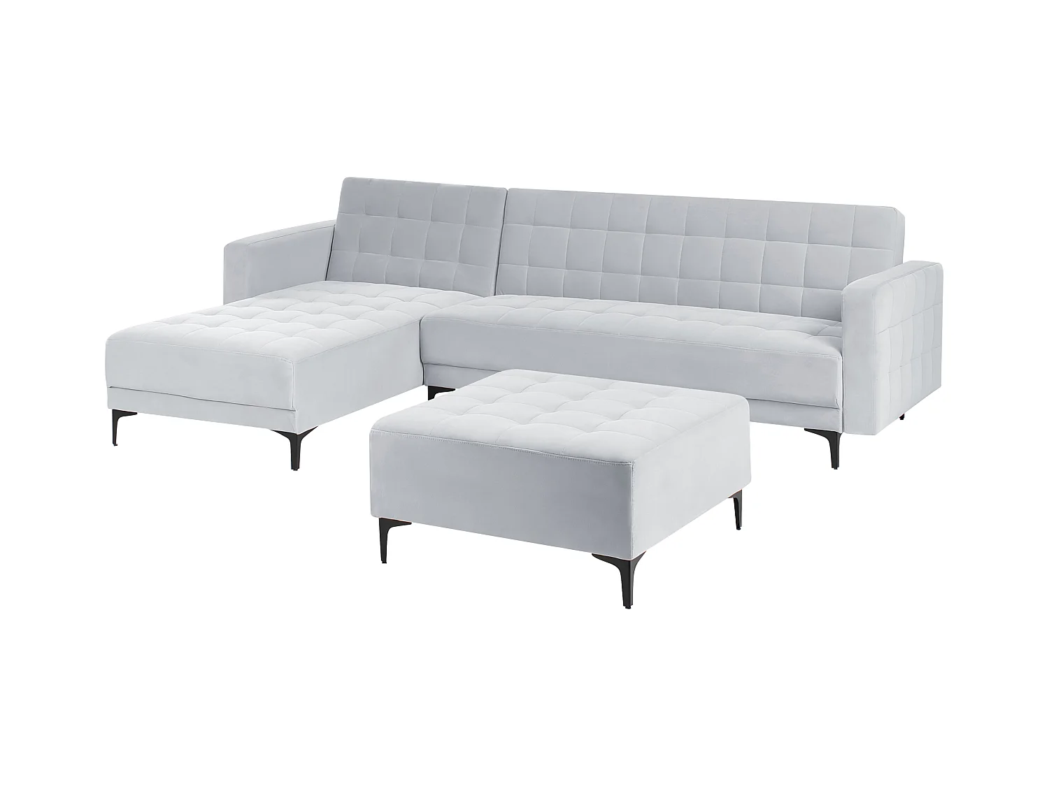 Canapé-lit d'angle modulable 4 places ABERDEEN Velours Gris clair Côté droit