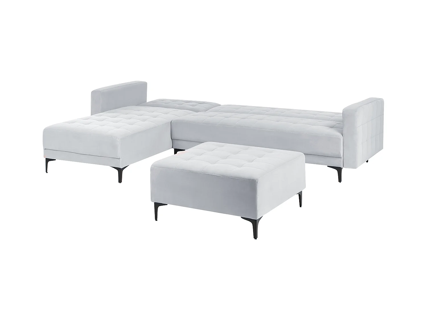 Canapé-lit d'angle modulable 4 places ABERDEEN Velours Gris clair Côté droit