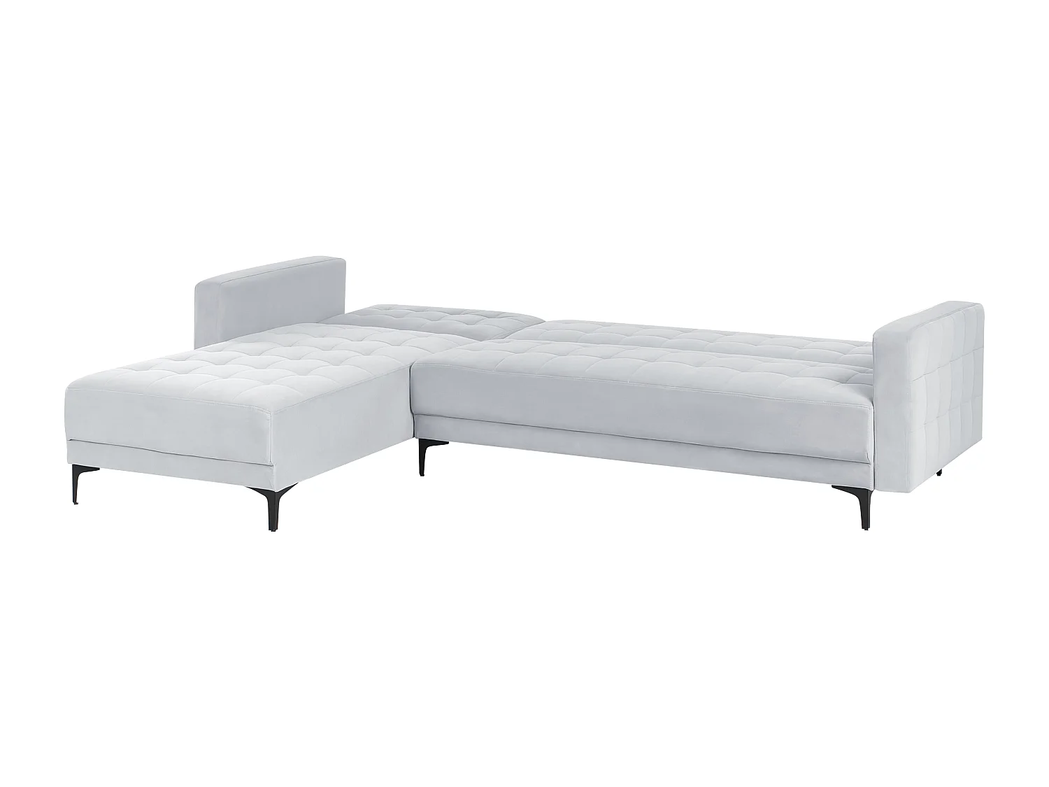 Canapé-lit d'angle modulable 4 places ABERDEEN Velours Gris clair avec ottoman Côté droit